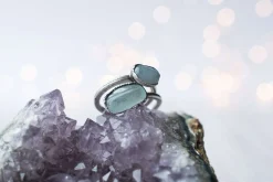 Oxidized Silver Aquamarine ring | Raw aquamarine ring