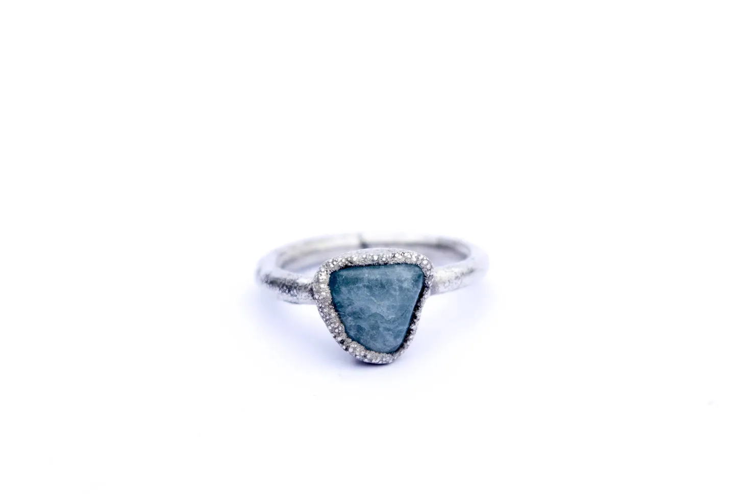 Oxidized Silver Aquamarine ring | Raw aquamarine ring