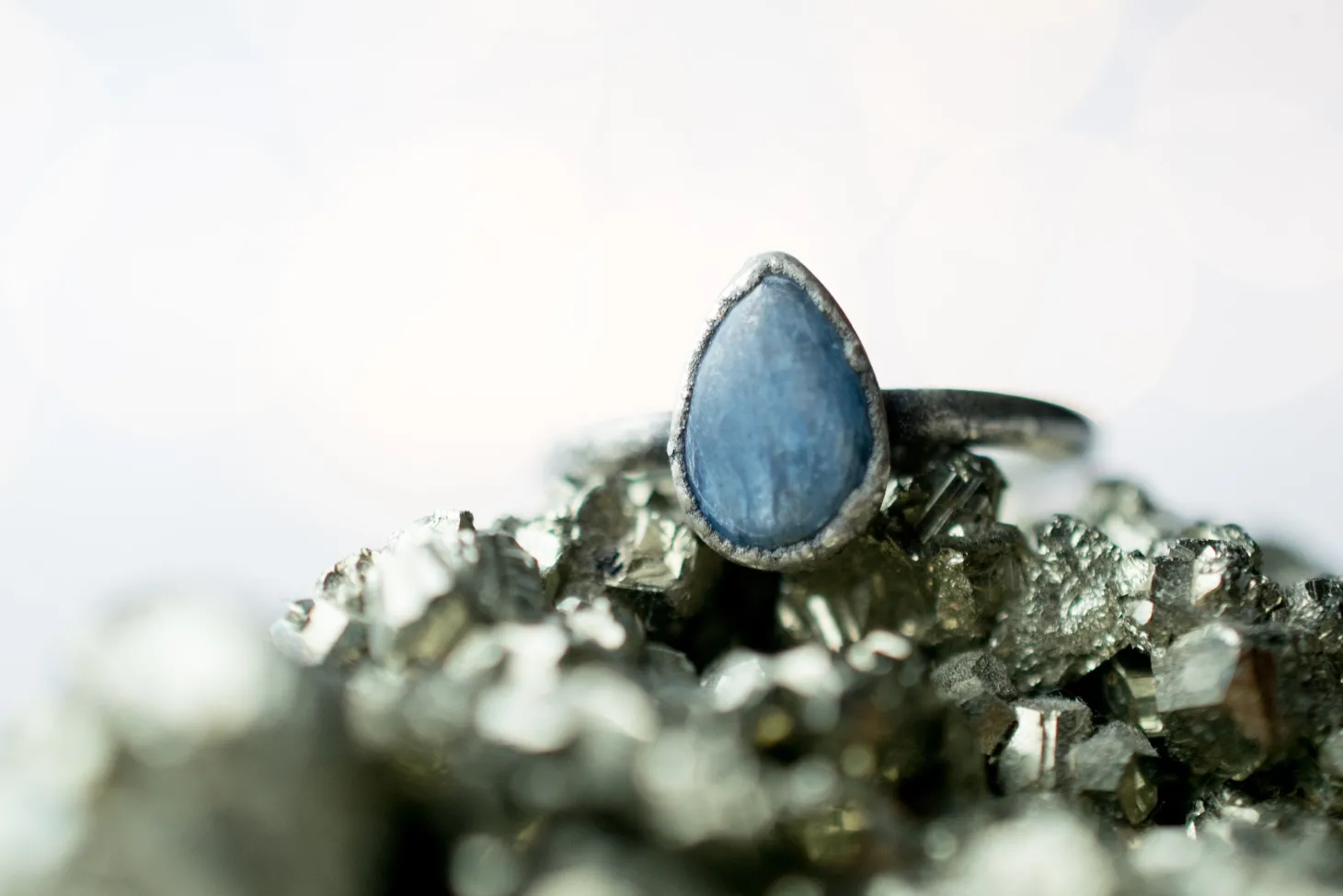 Oxidized Silver Kyanite ring | Blue Kyanite ring