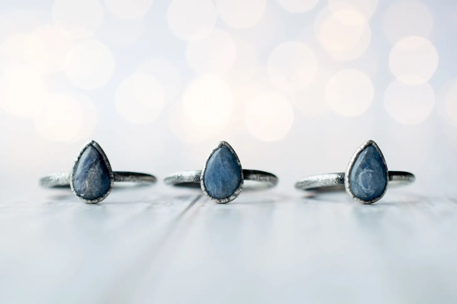 Oxidized Silver Kyanite ring | Blue Kyanite ring