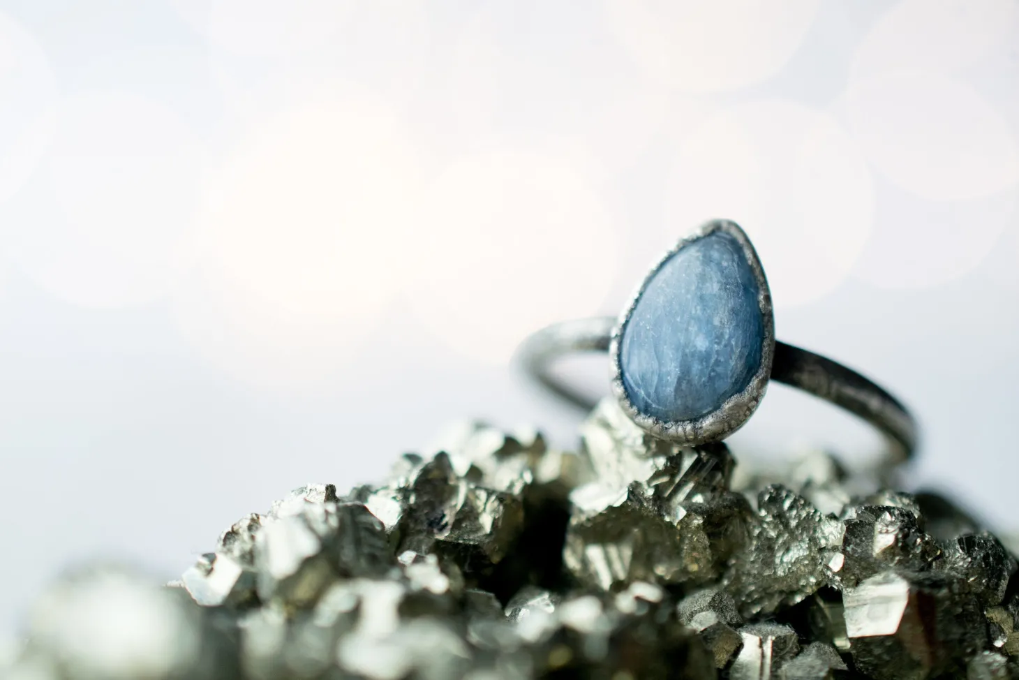 Oxidized Silver Kyanite ring | Blue Kyanite ring