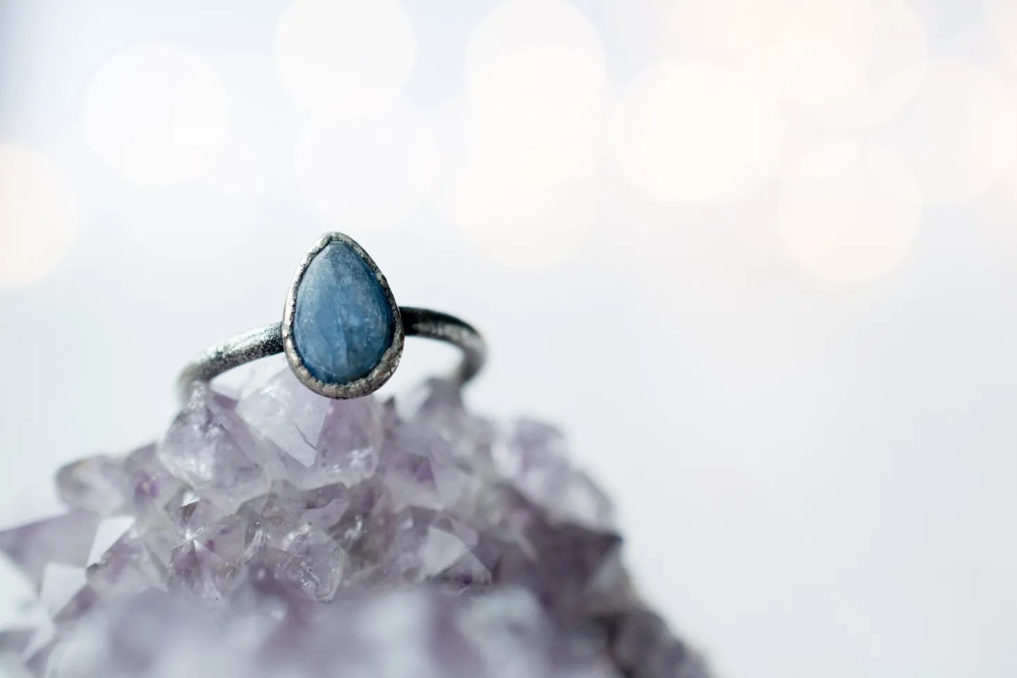 Oxidized Silver Kyanite ring | Blue Kyanite ring