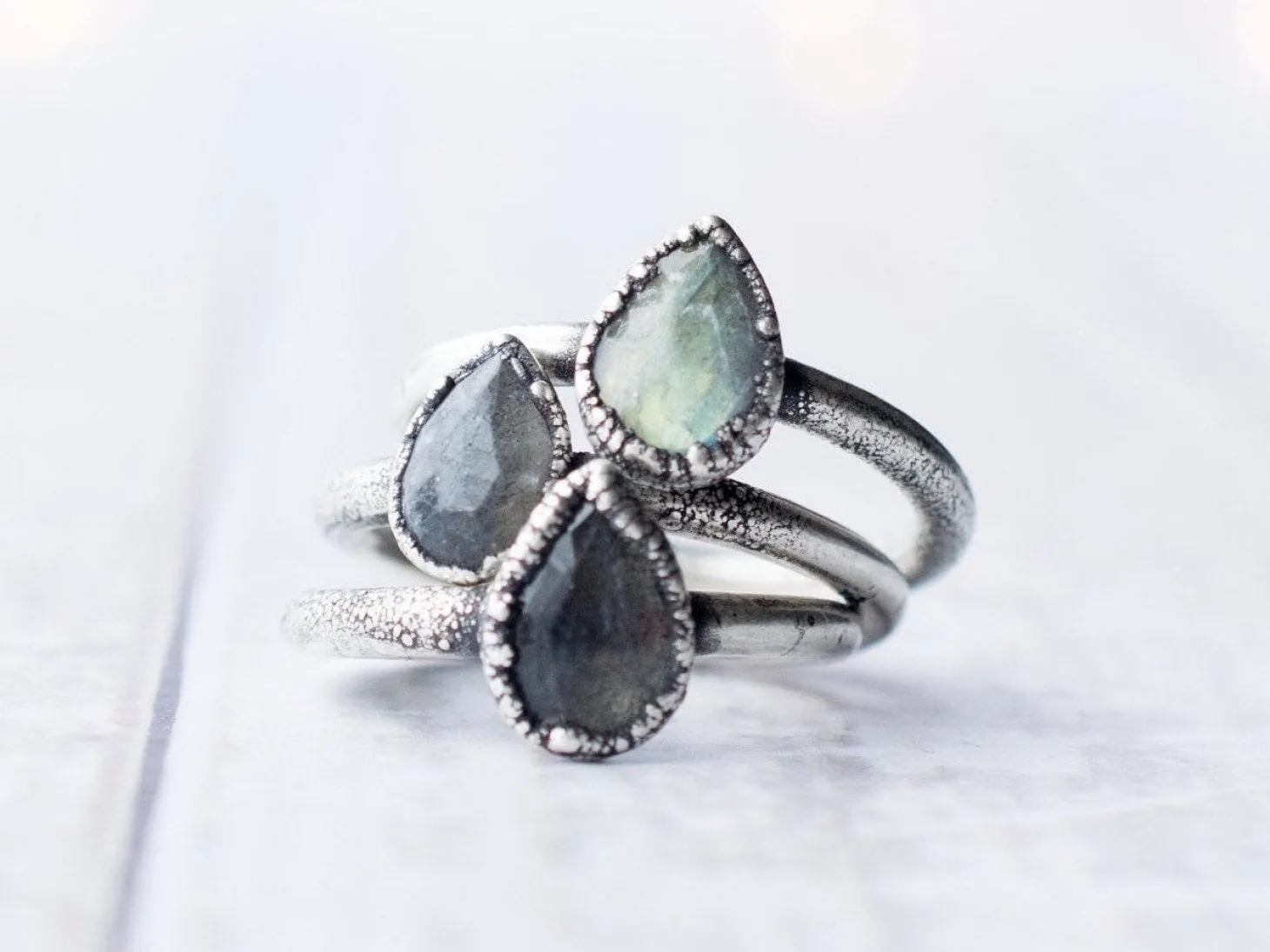 Oxidized Silver Labradorite Ring | Labradorite feldspar ring