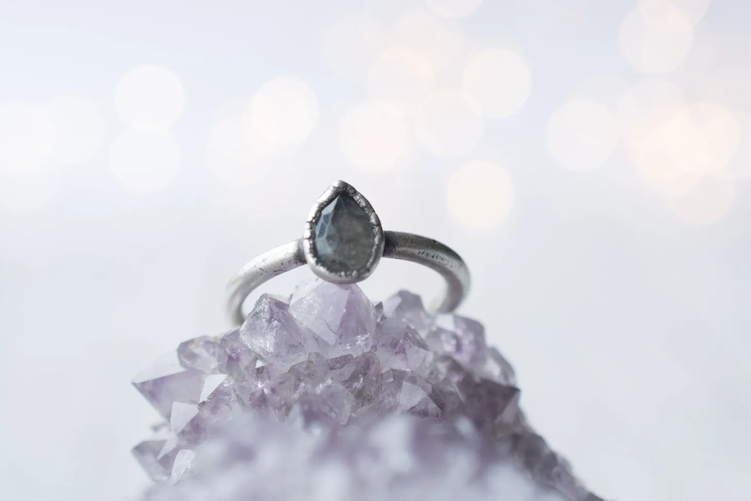 Oxidized Silver Labradorite Ring | Labradorite feldspar ring