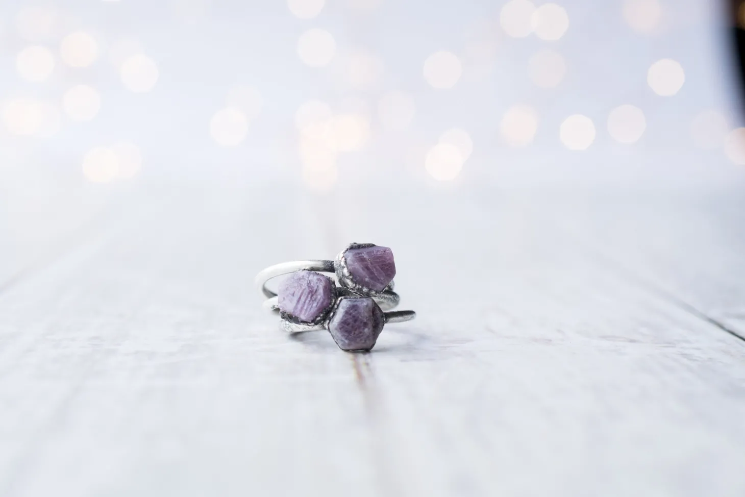 Oxidized Silver Ruby ring | Red ruby crystal ring