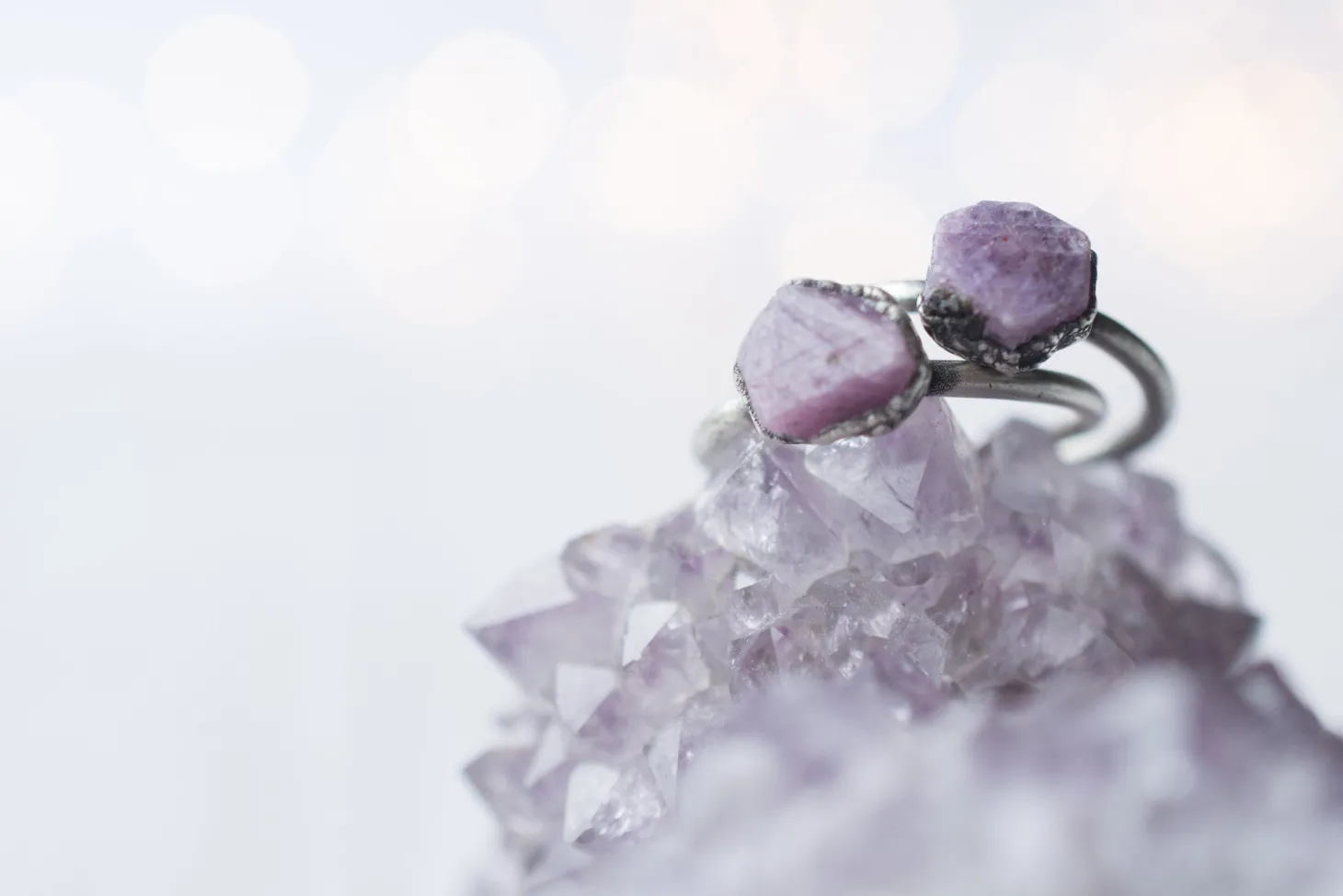 Oxidized Silver Ruby ring | Red ruby crystal ring