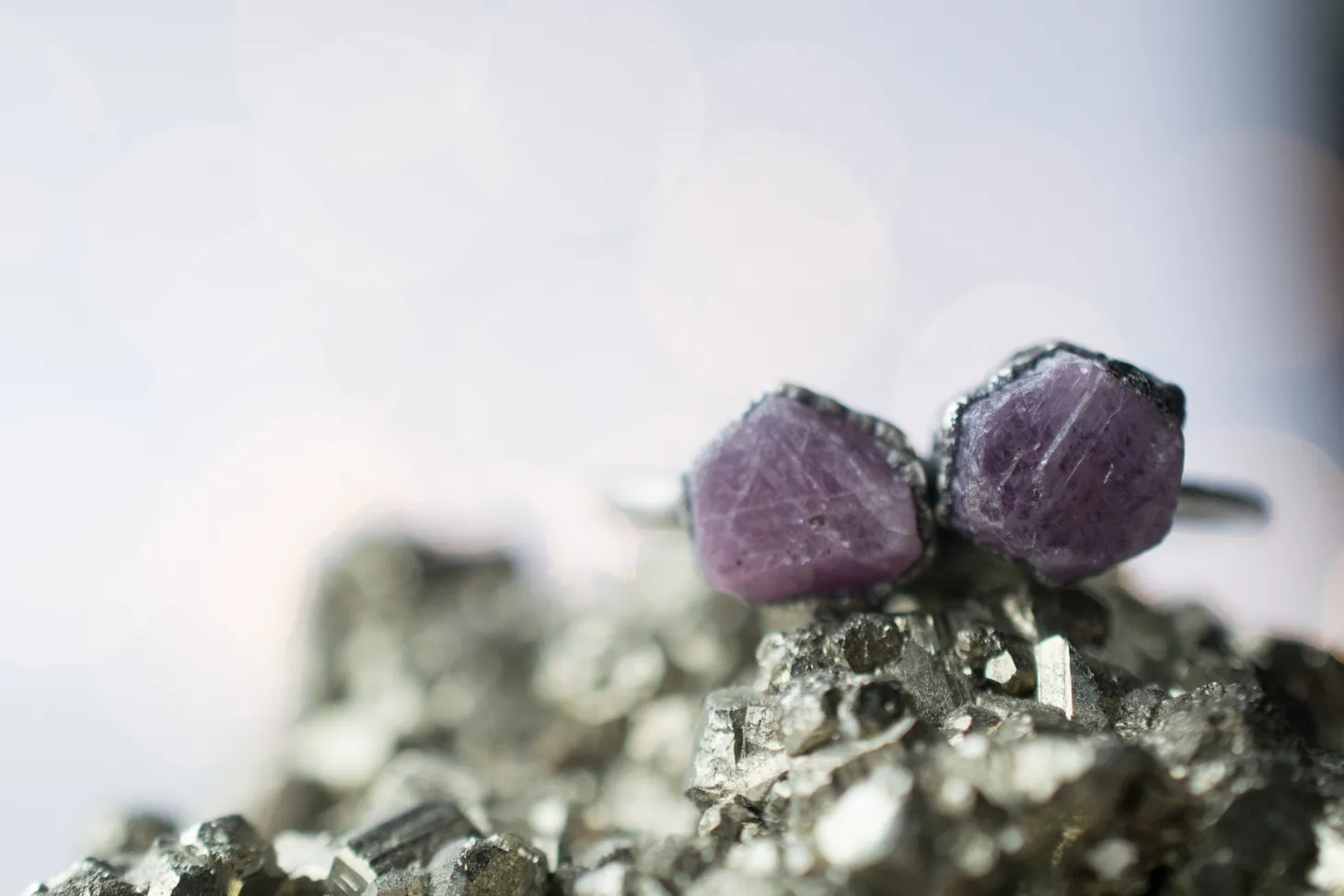 Oxidized Silver Ruby ring | Red ruby crystal ring