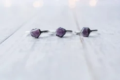 Oxidized Silver Ruby ring | Red ruby crystal ring