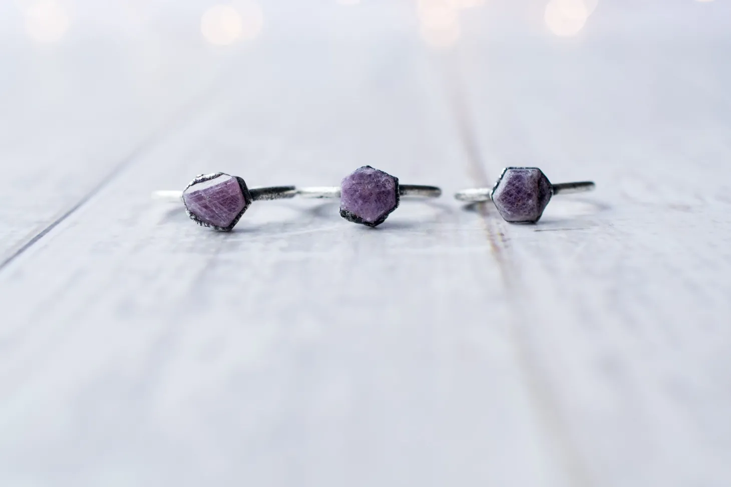 Oxidized Silver Ruby ring | Red ruby crystal ring