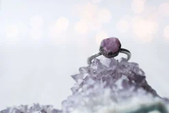 Oxidized Silver Ruby ring | Red ruby crystal ring