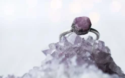 Oxidized Silver Ruby ring | Red ruby crystal ring