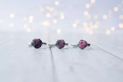 Oxidized Silver Ruby ring | Red ruby crystal ring