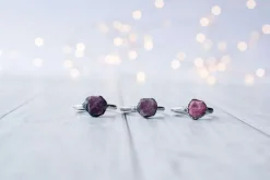 Oxidized Silver Ruby ring | Red ruby crystal ring