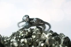 Oxidized Silver Sapphire ring | Tumbled sapphire ring
