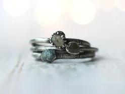 Oxidized Silver Sapphire ring | Tumbled sapphire ring