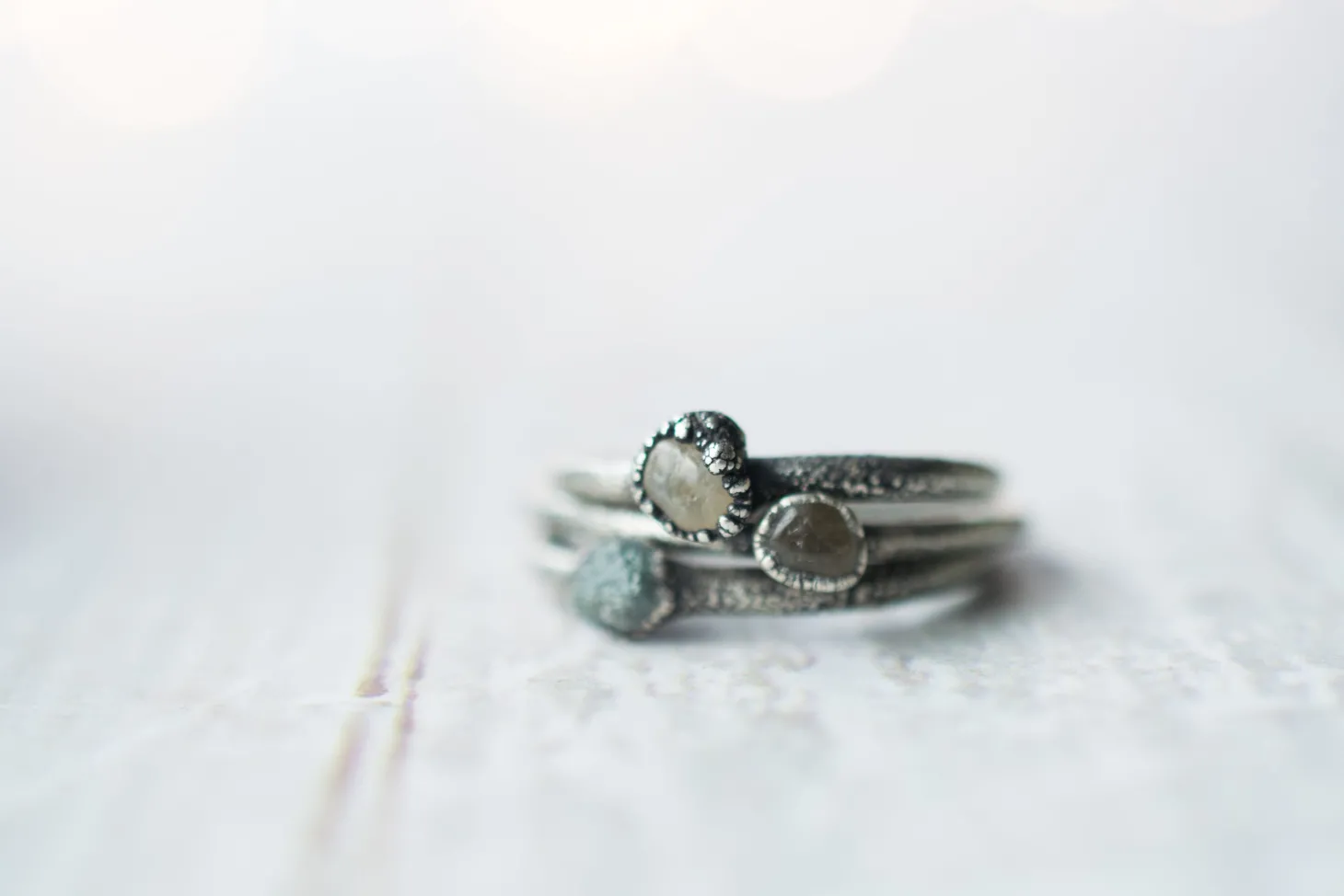 Oxidized Silver Sapphire ring | Tumbled sapphire ring