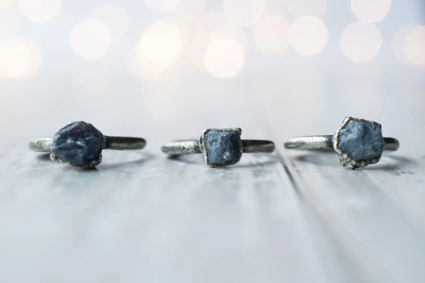 Oxidized Silver Sapphire ring | Blue sapphire ring