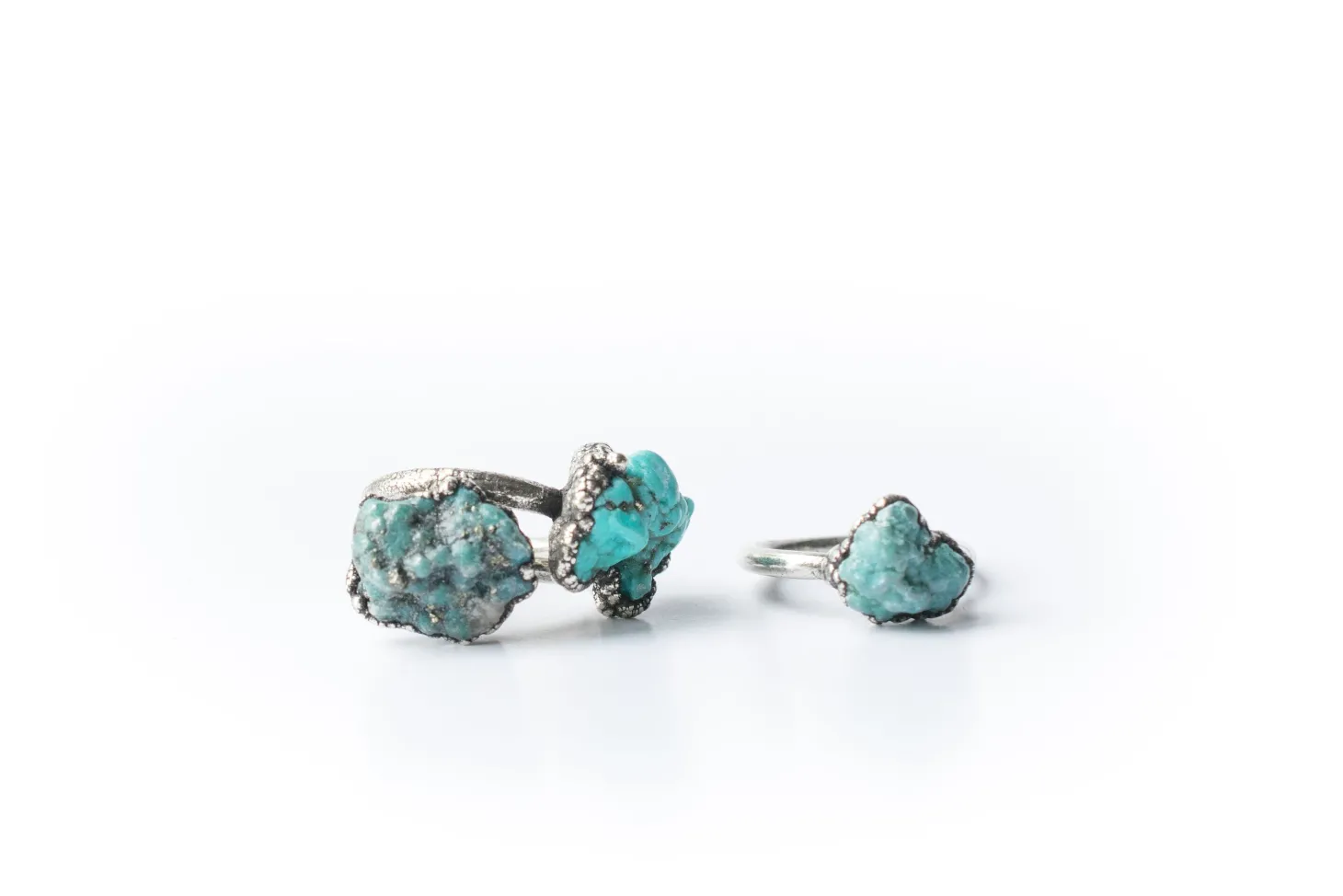 Oxidized silver turquoise ring | Raw turquoise stacking ring