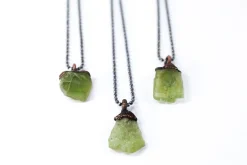 Peridot crystal necklace | Raw peridot 18" Sterling necklace