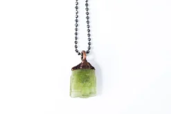 Peridot crystal necklace | Raw peridot 18