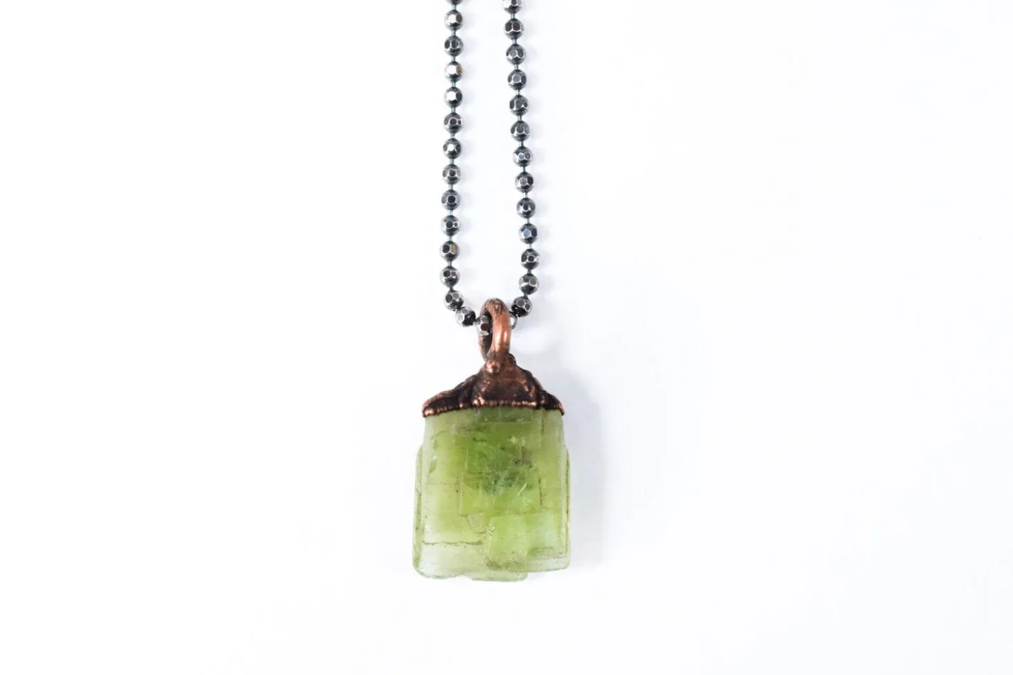 Peridot crystal necklace | Raw peridot 18" Sterling necklace