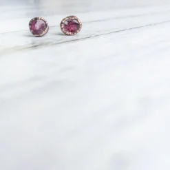 Pink Tourmaline earrings | Rubellite stud earrings