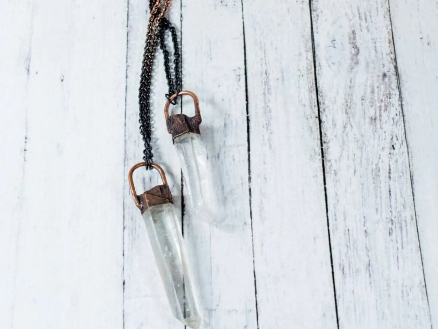 Quartz crystal necklace | Electroformed crystal necklace