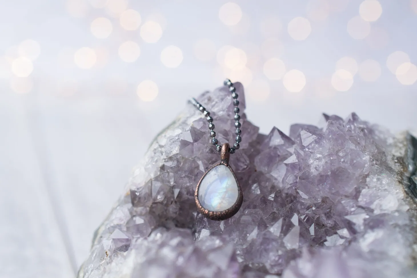 Rainbow moonstone necklace | Teardrop Moonstone Pendant