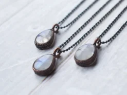 Rainbow moonstone necklace | Teardrop Moonstone Pendant