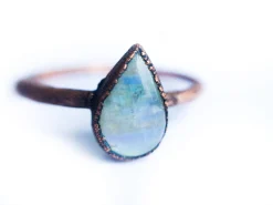 Rainbow moonstone ring | Simple stone stacking ring