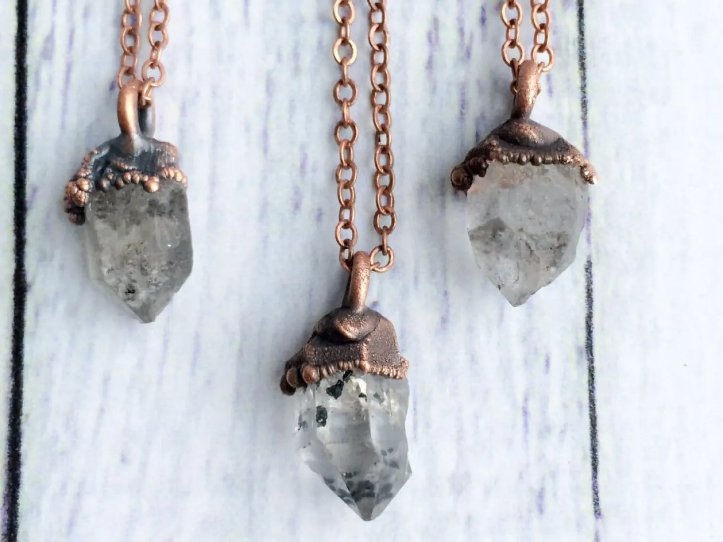 Raw crystal anthraxolite necklace | Electroformed crystal necklace