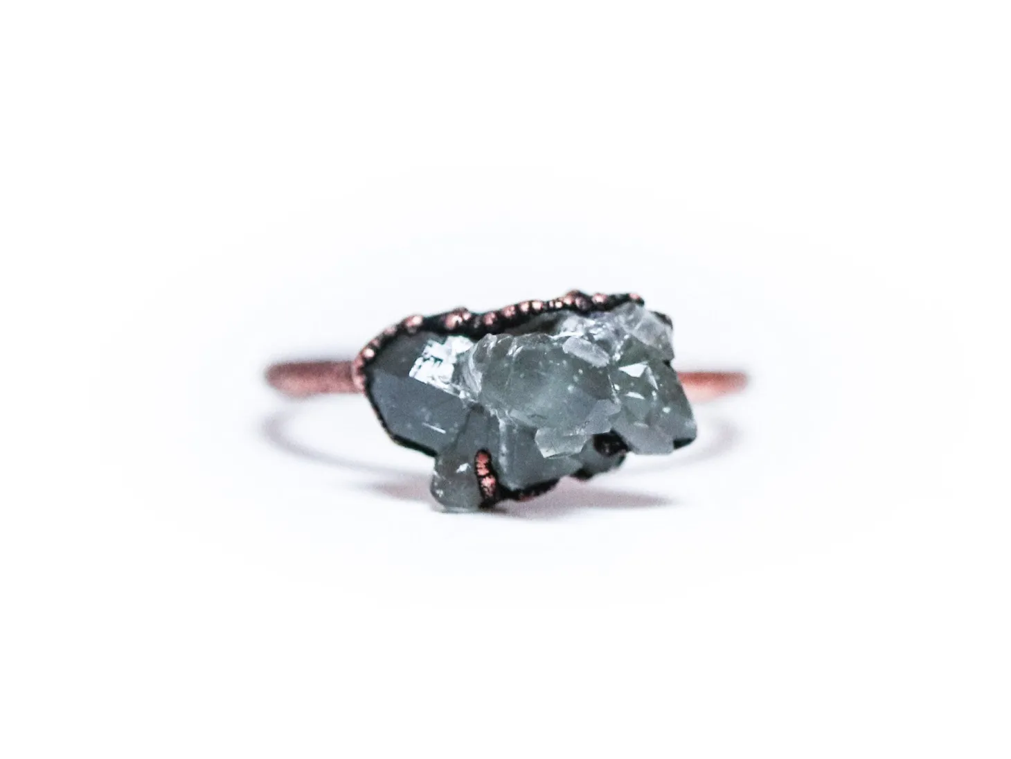 Raw crystal cluster ring | Chlorite Quartz cluster ring