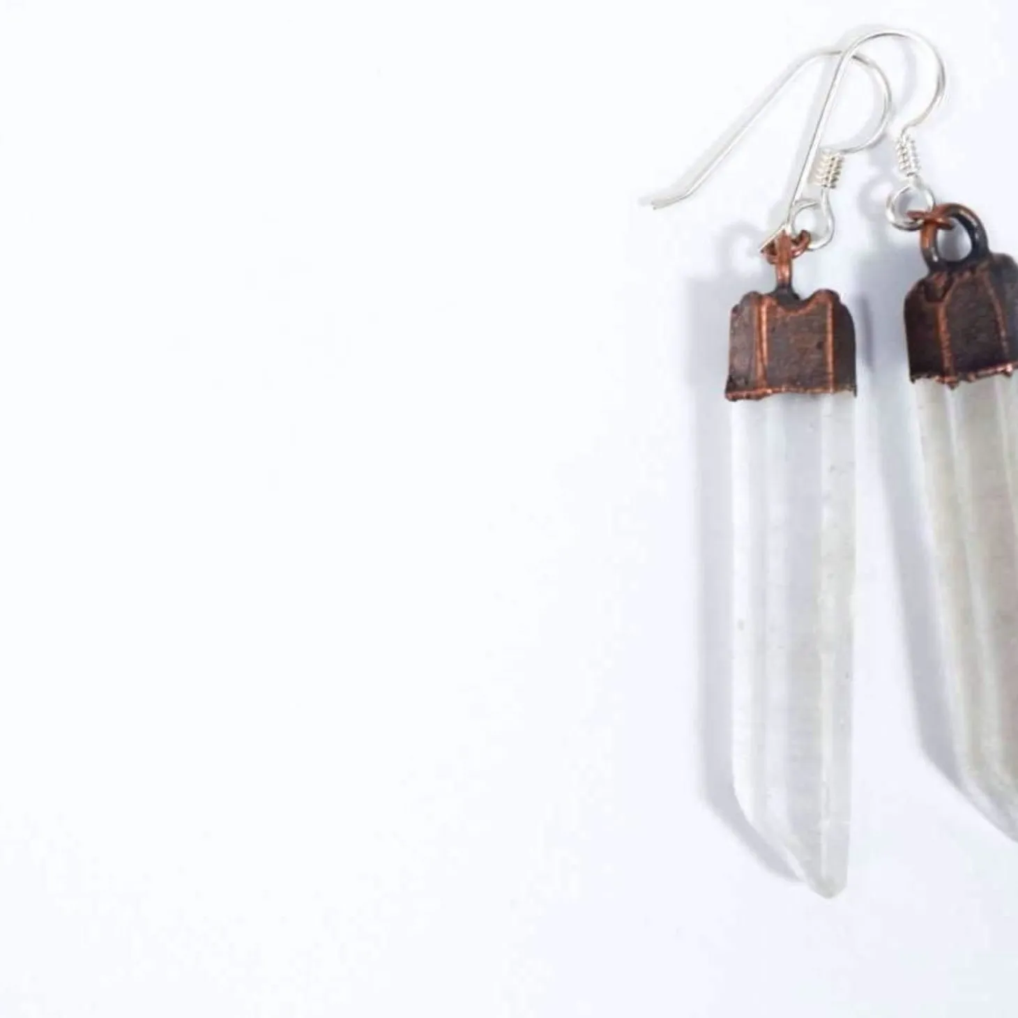 Raw crystal earrings | Quartz crystal earrings