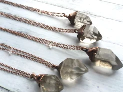 Raw crystal necklace | large quartz crystal necklace