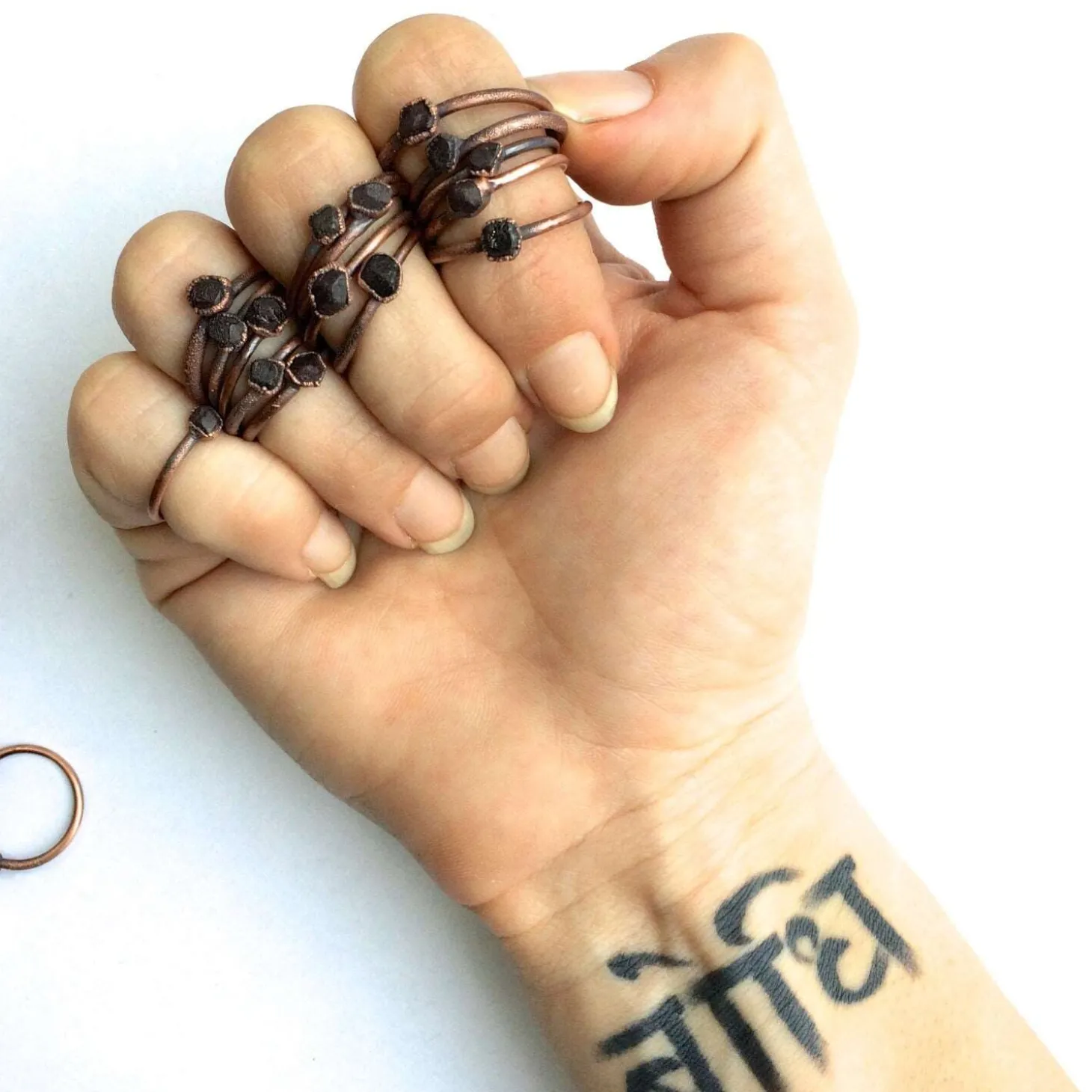 Raw garnet ring | Deep Red Garnet ring