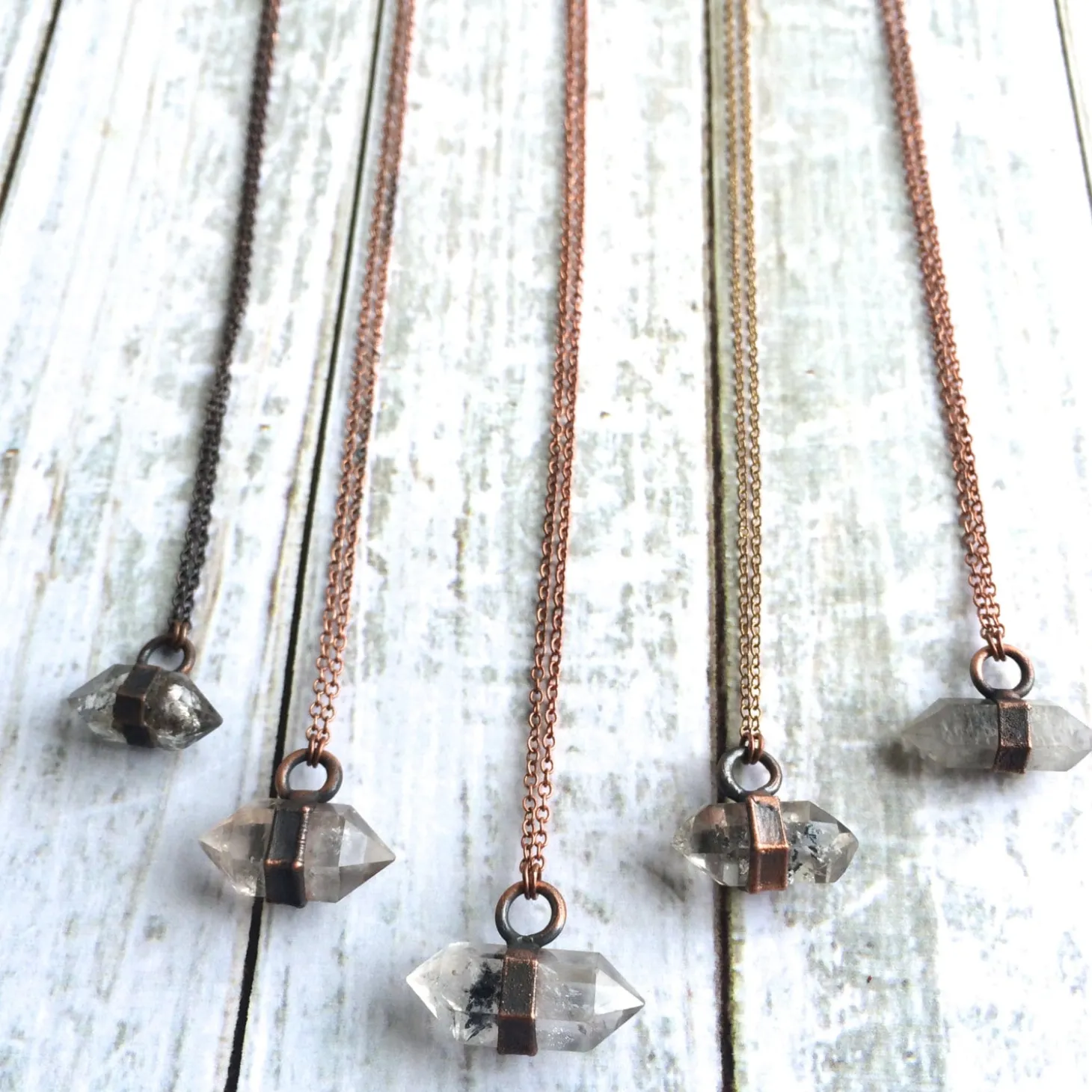 Raw quartz crystal necklace | Electroformed crystal necklace