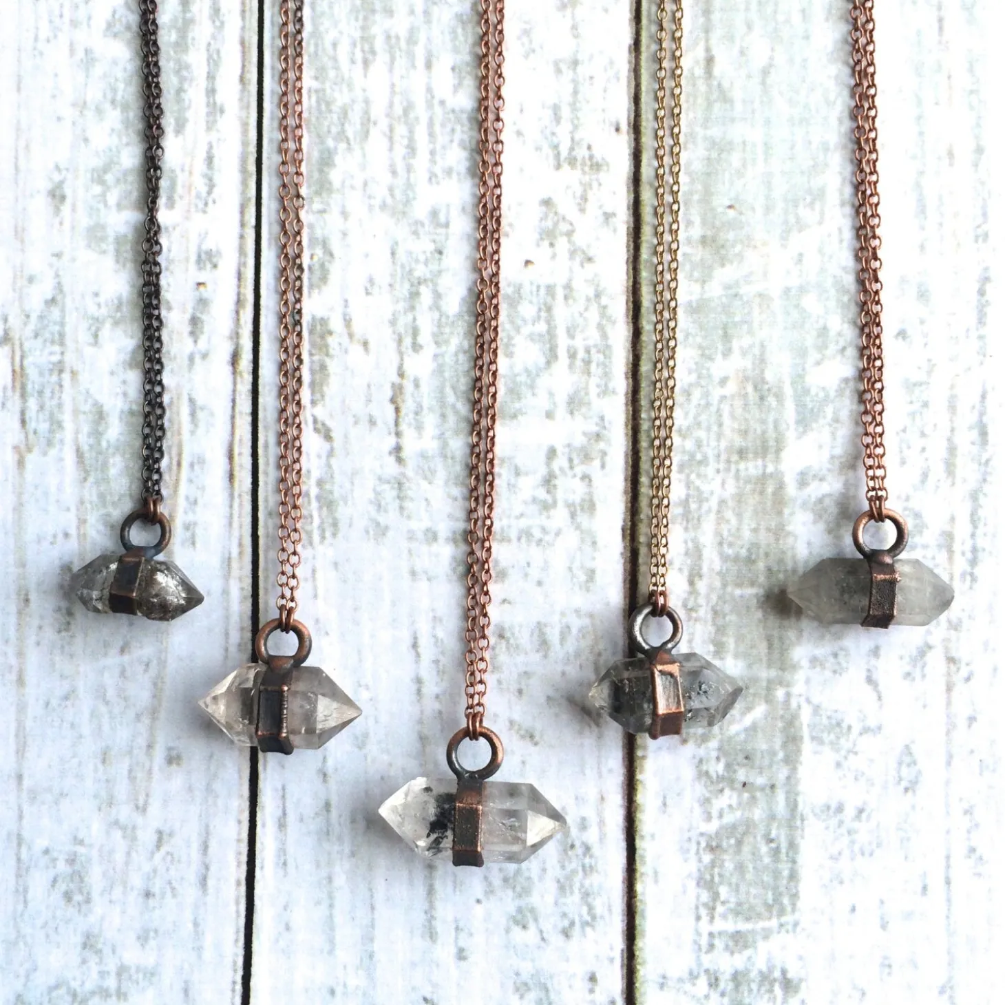 Raw quartz crystal necklace | Electroformed crystal necklace