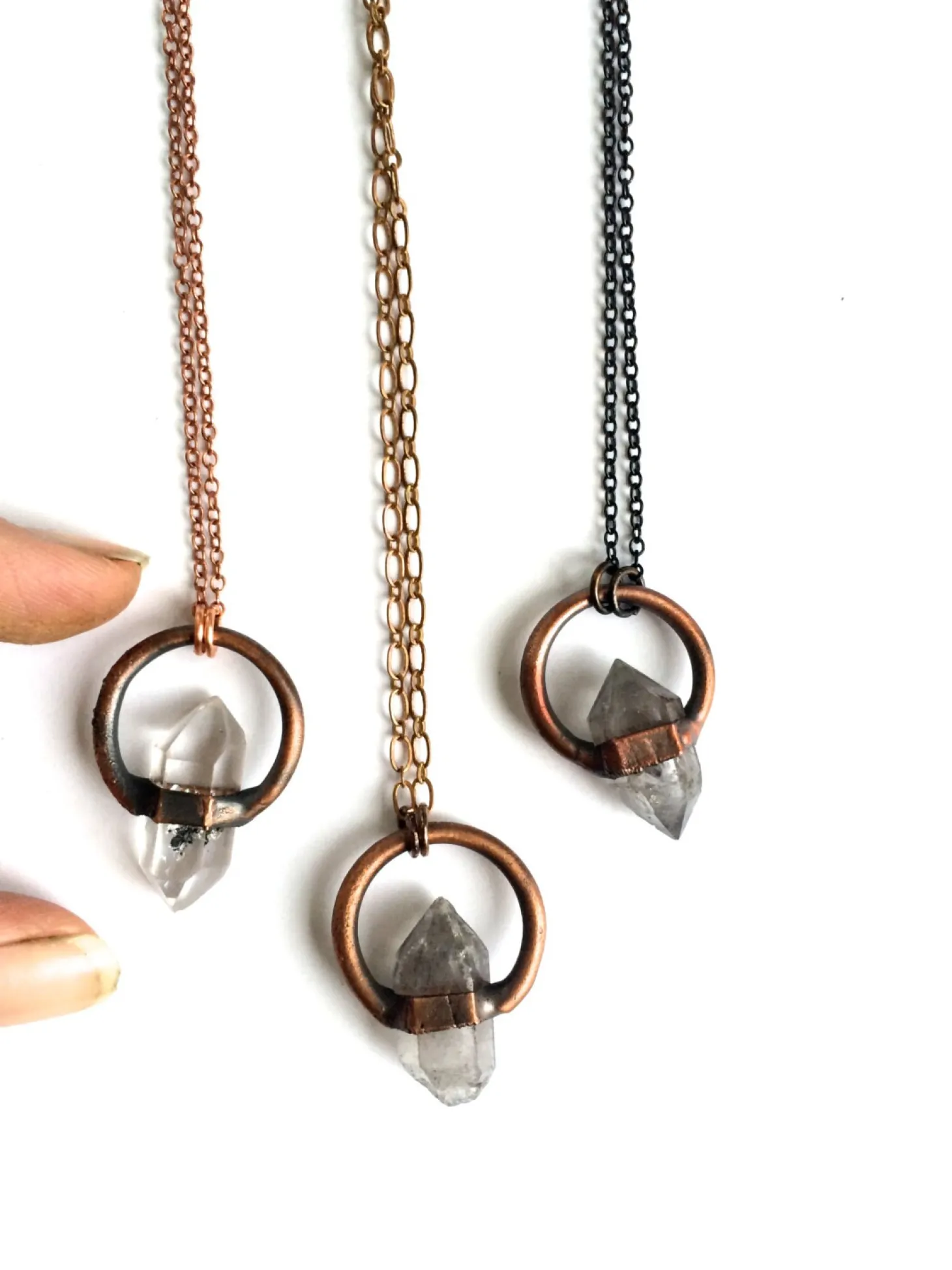 Raw quartz crystal necklace | Electroformed crystal necklace