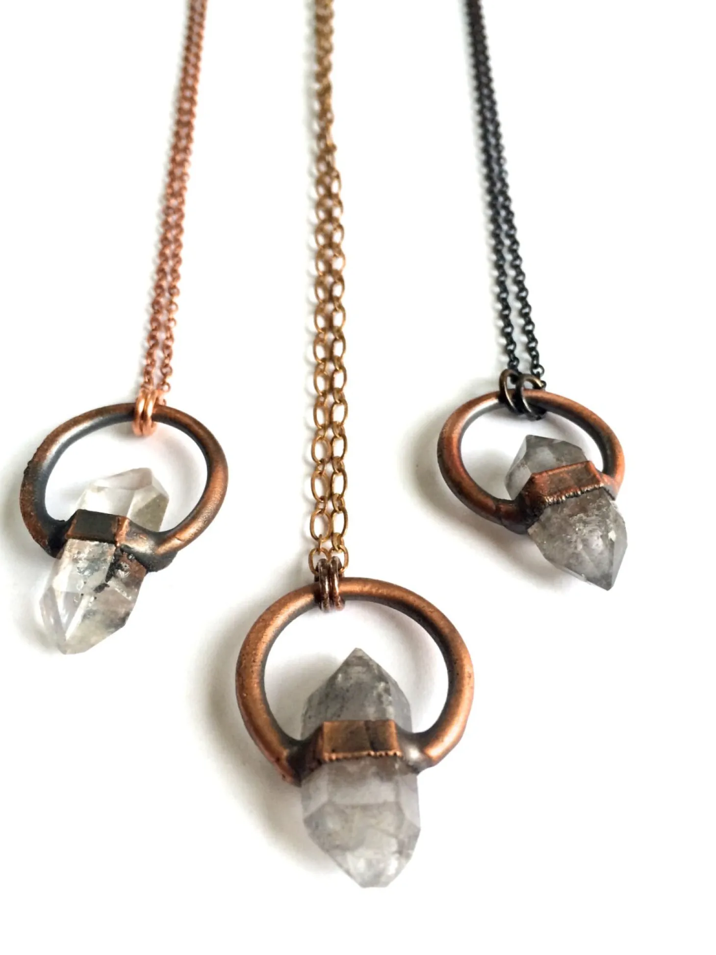 Raw quartz crystal necklace | Electroformed crystal necklace