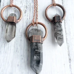 Raw quartz necklace | Double terminated rock crystal necklace
