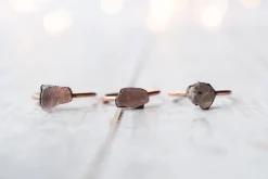 Raw Rose Quartz ring | Simple stone stacking ring