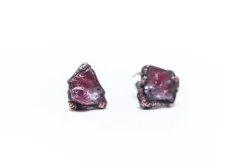 Raw Spinel studs | Rough Spinel earrings