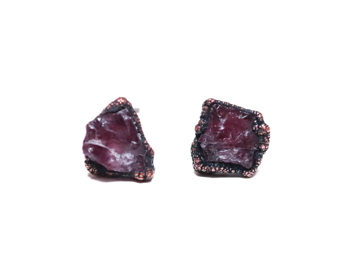 Raw Spinel studs | Rough Spinel earrings