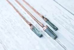 Raw tourmaline necklace | Green tourmaline crystal necklace