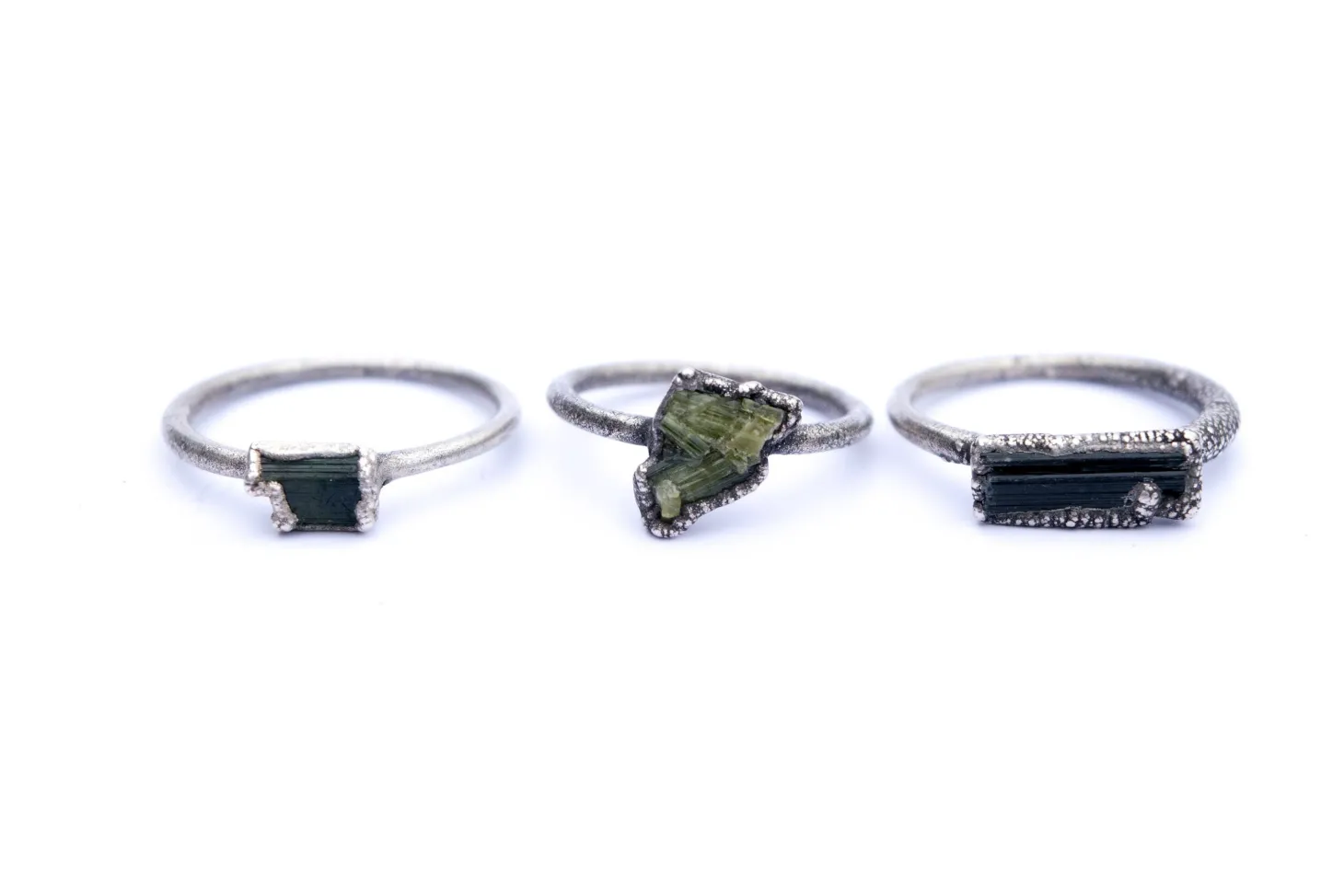 RAW tourmaline ring | Green tourmaline crystal ring