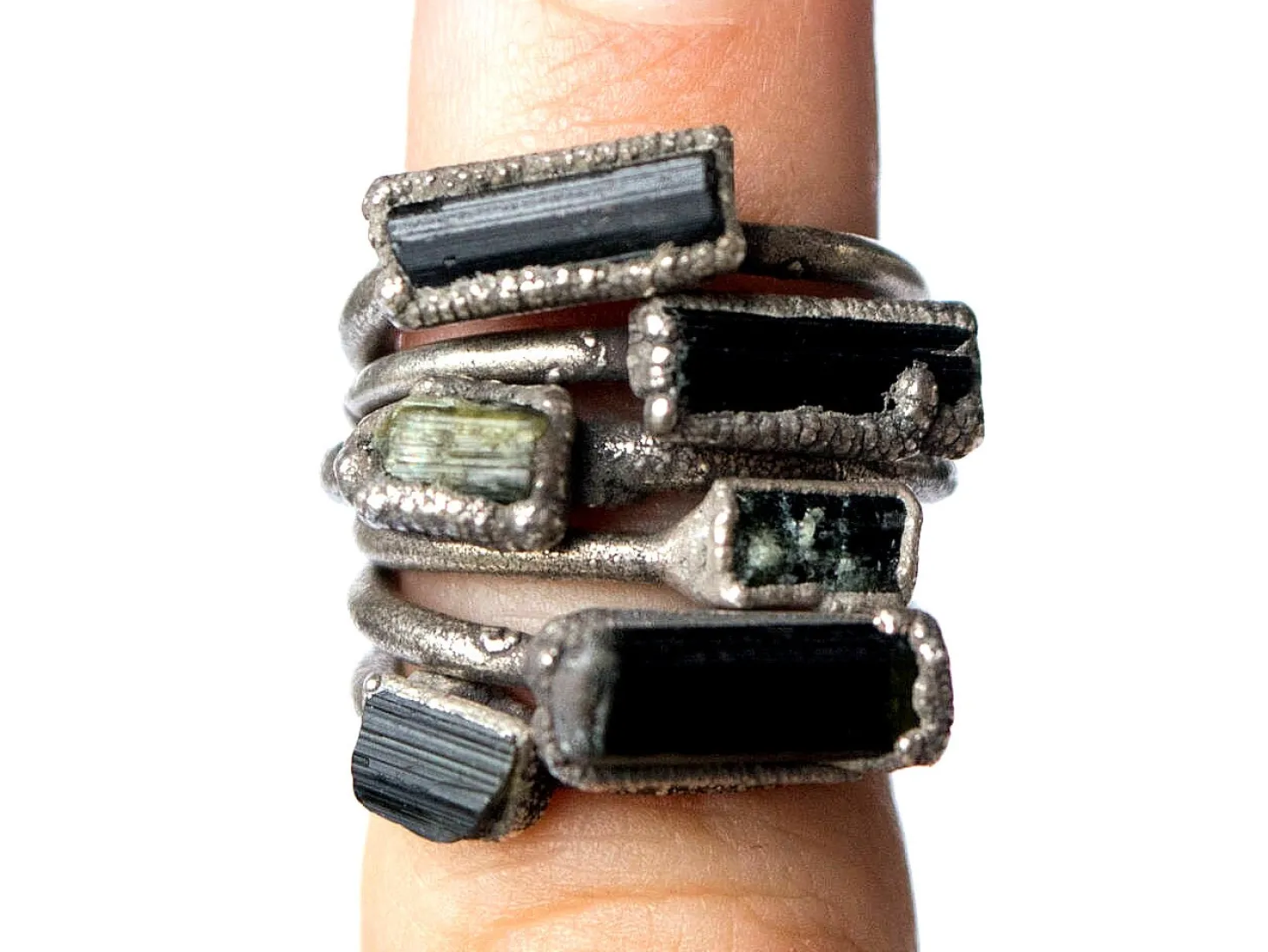 RAW tourmaline ring | Green tourmaline crystal ring