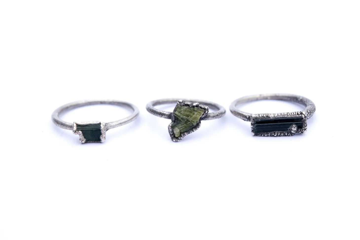RAW tourmaline ring | Green tourmaline crystal ring