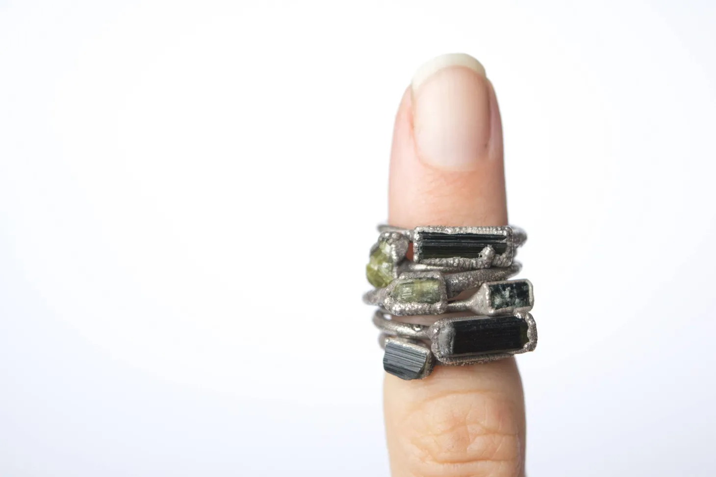 RAW tourmaline ring | Green tourmaline crystal ring