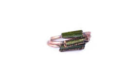 Raw tourmaline ring | Green tourmaline crystal ring
