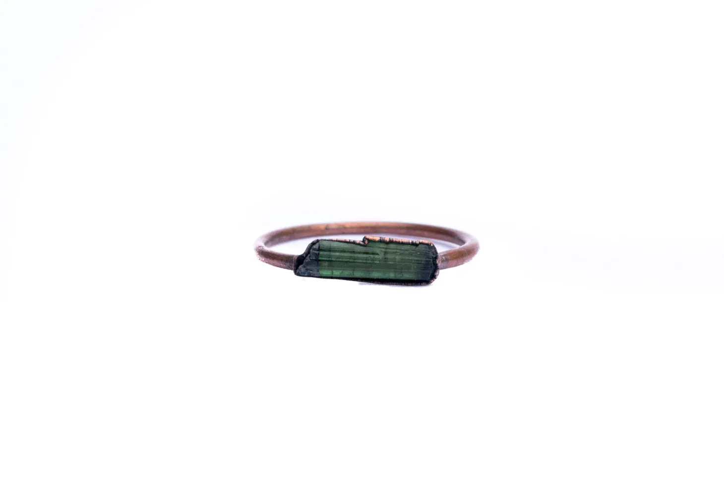 Raw tourmaline ring | Green tourmaline crystal ring